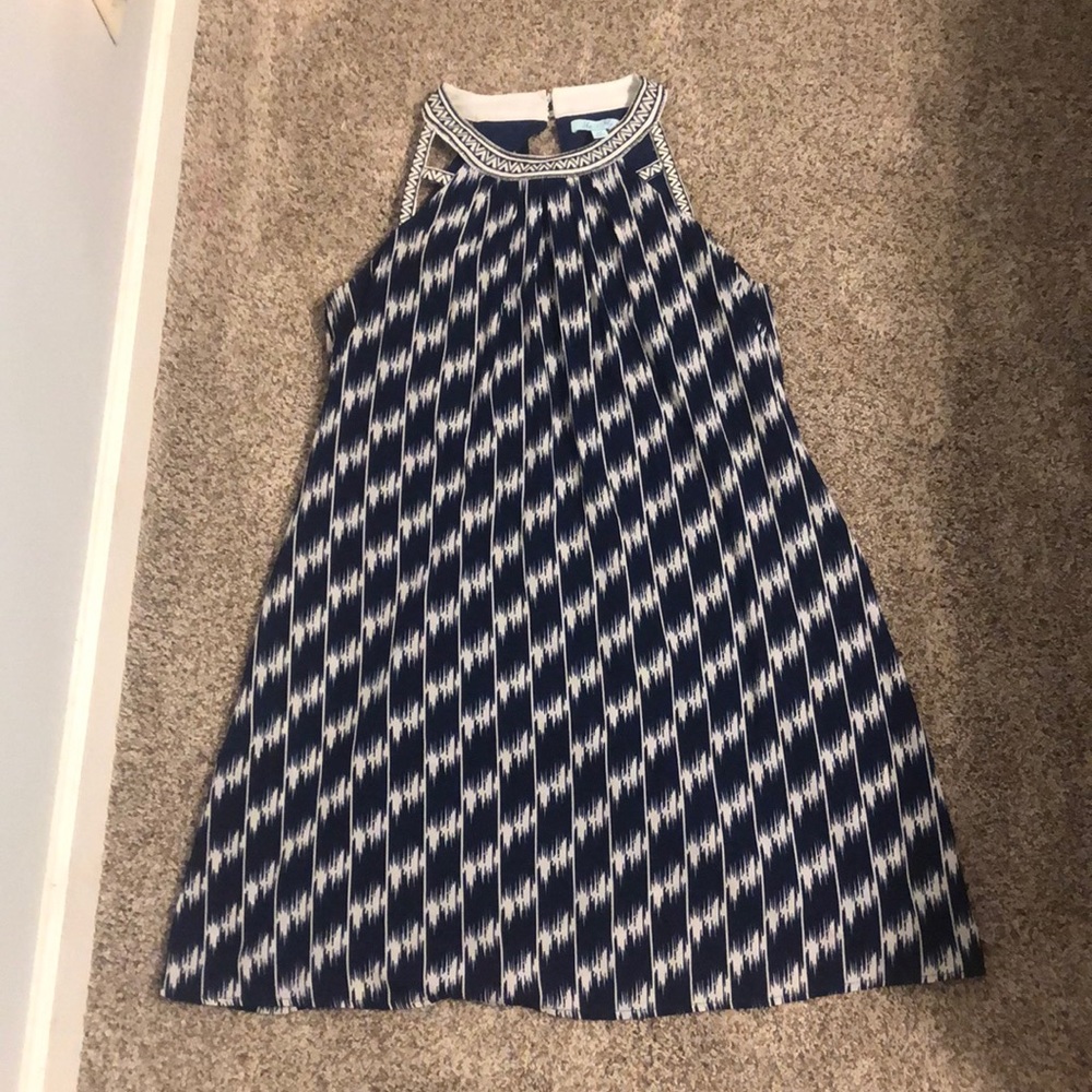 Blue dress.